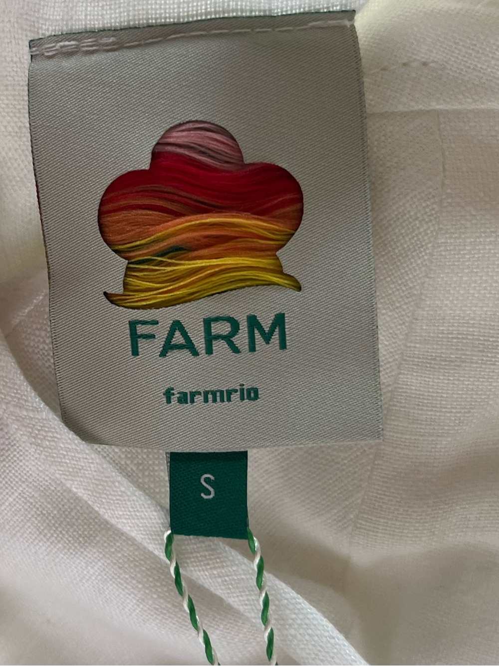 FARM Rio Off White Shell Bust Bodice Pearl Linen Midi Dress Size S Small - Picture 6 of 9